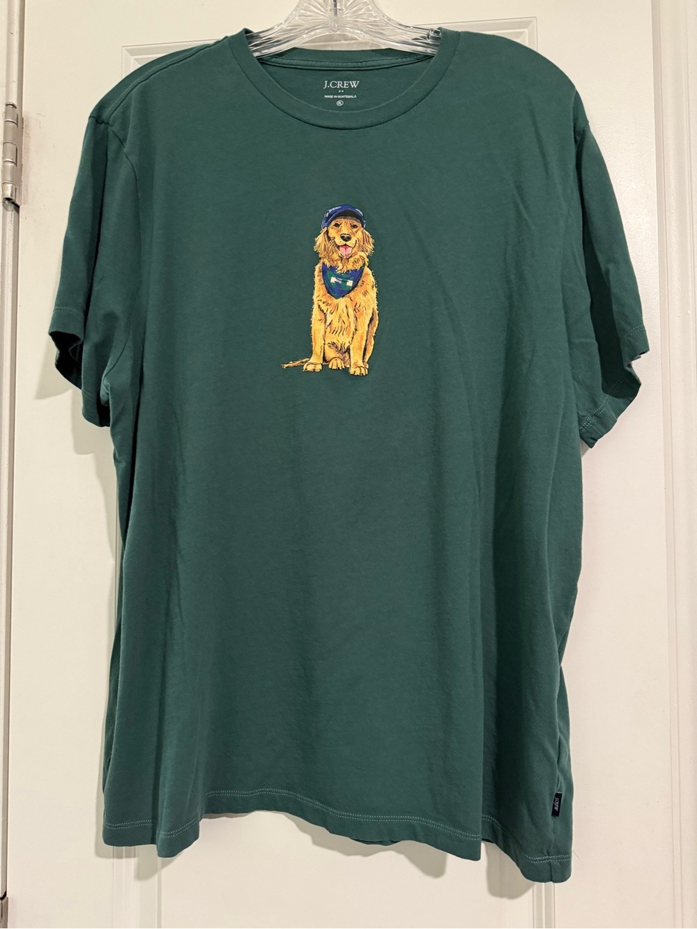 Lightly Preowned J CREW Green Golden Retriever Dog Graphic Tshirt Mens XL Rare